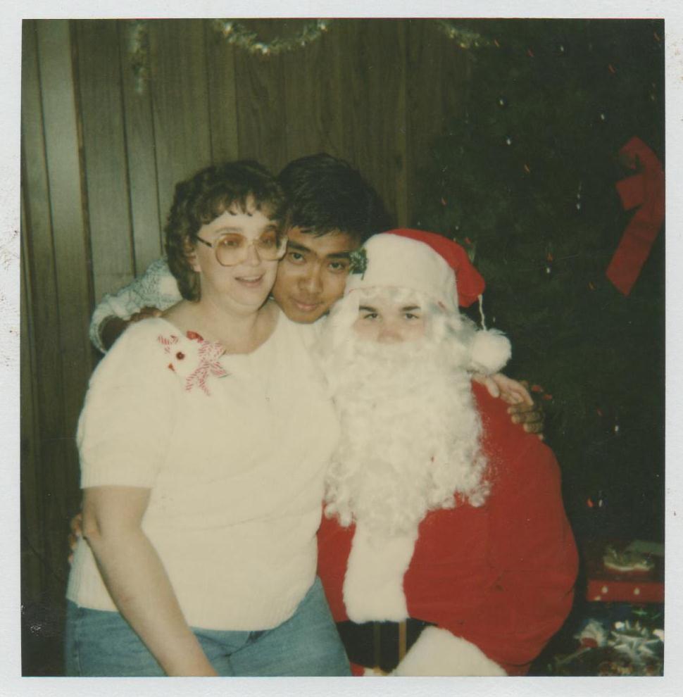 Peggy, Vern (friend), and Santa